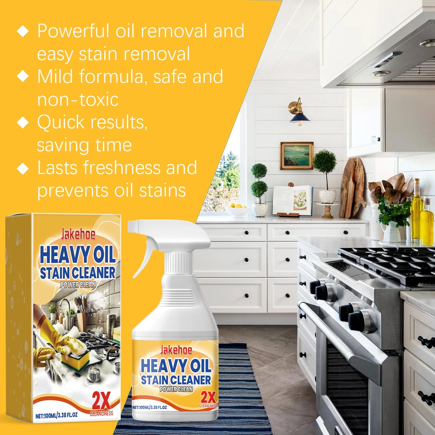 JAKEHOE Kitchen Degreaser Spray – Oven, BBQ & Stove Cleaner
