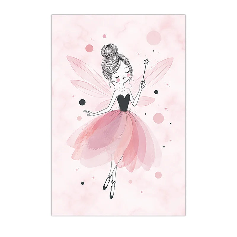 Nursery Wall Art Ballerina Fairy Canvas Painting Pink Princess Poster Print Girls Room Wall Decor Peaceful Pleasures Health and Wellness 04 15x20cm No Frame China Mainland