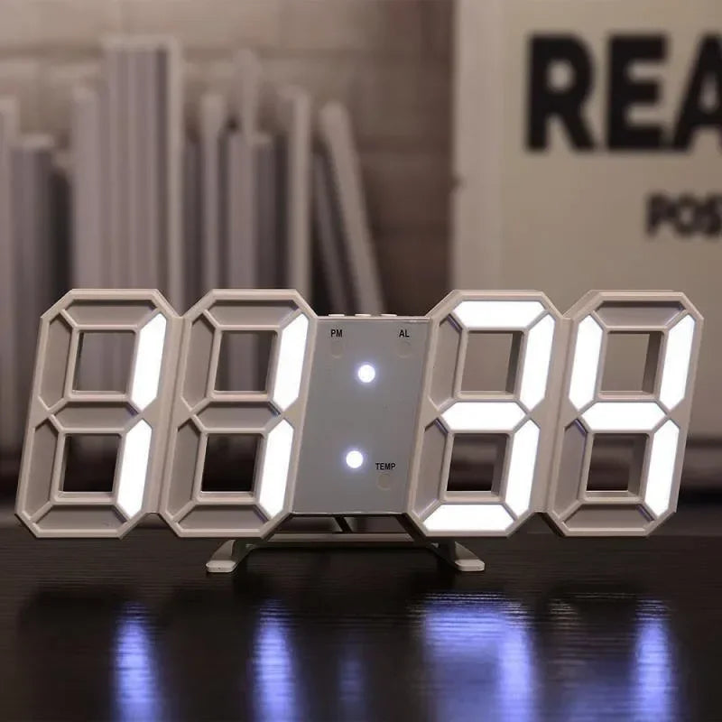 3D LED Digital Wall Clock – Alarm, Temperature & Date