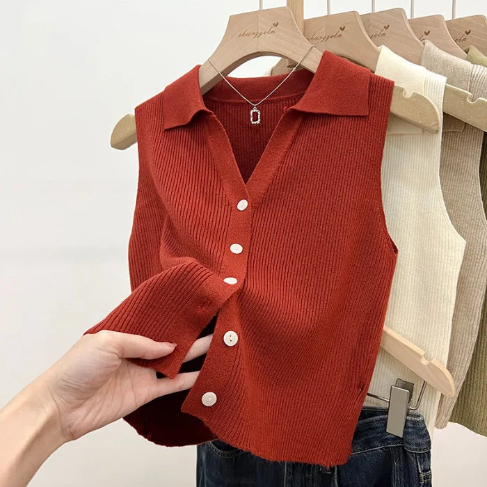 Women's Ice Silk Slim Fit Sleeveless Vest | Summer Knit Top