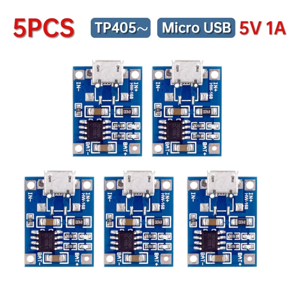 1-20PCS TP405~ 5V 1A 18650 Lithium Battery Charger Module Type-C/Micro USB/Mini USB Charging Board With Protection Dual Function Peaceful Pleasures Health and Wellness 5PCS Micro USB