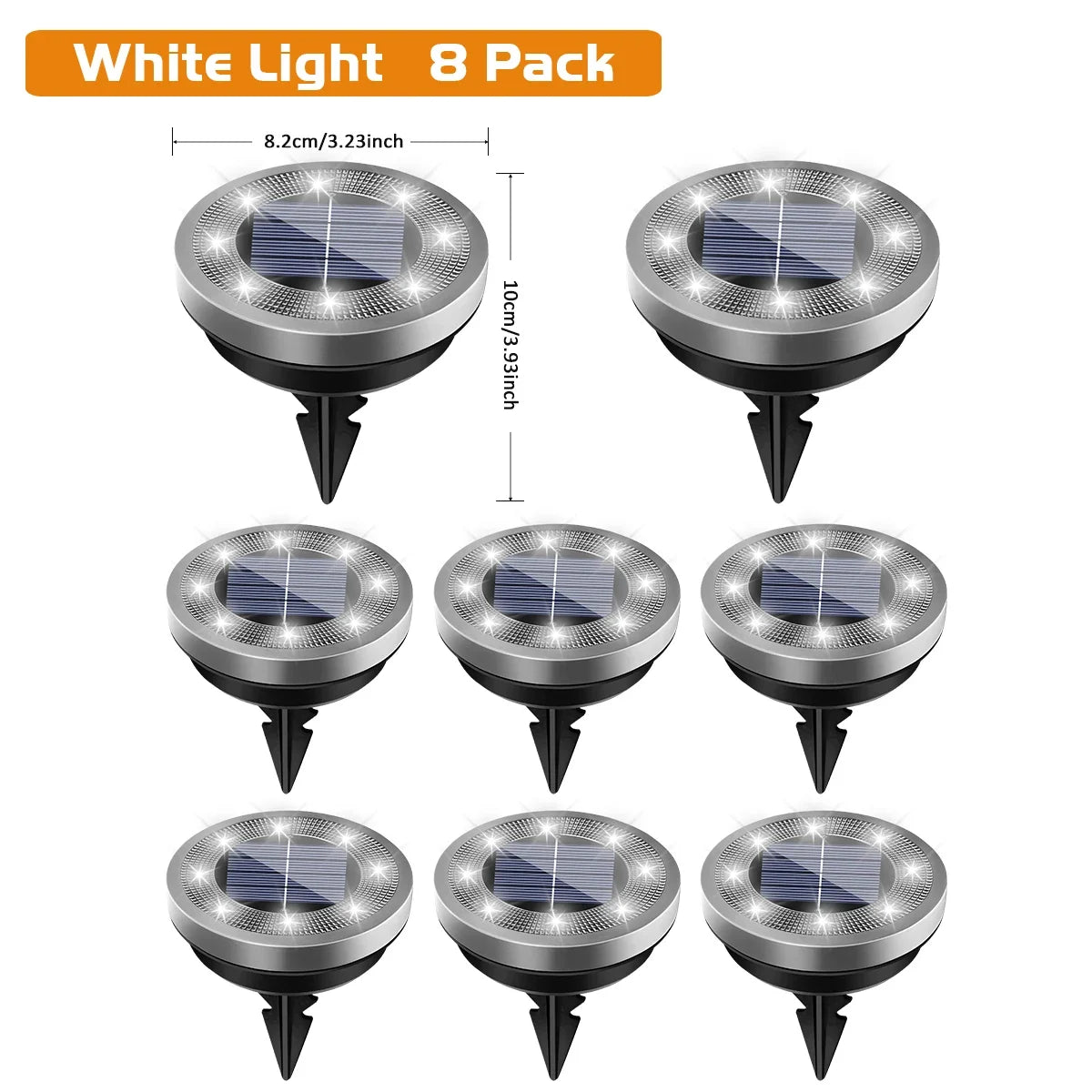 Solar Ground Lights IP65 Waterproof – 8 LED Outdoor Landscape