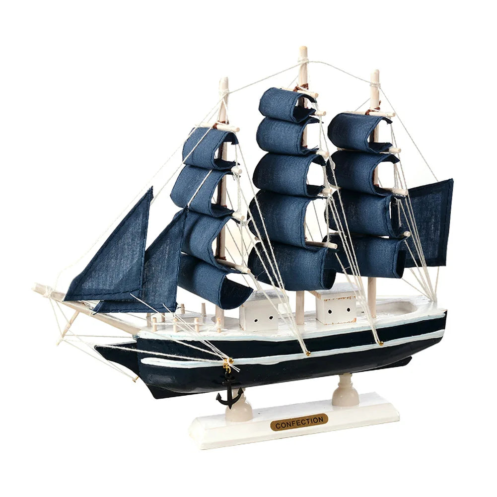 Wooden Sailing Ship Mediterranean Decoration Handmade Carved Nautical Boat Model Gift Gift Sailing Ship Boat Model Peaceful Pleasures Health and Wellness
