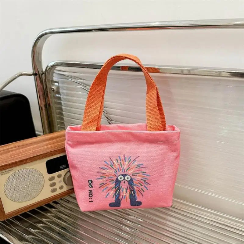 Korean Style Mini Canvas Handbag – Cute Cartoon Tote Bag