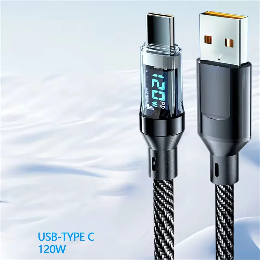 120W/100W USB-C Fast Charging Cable with LED Display Peaceful Pleasures Health and Wellness 120W USB-Type c 2m