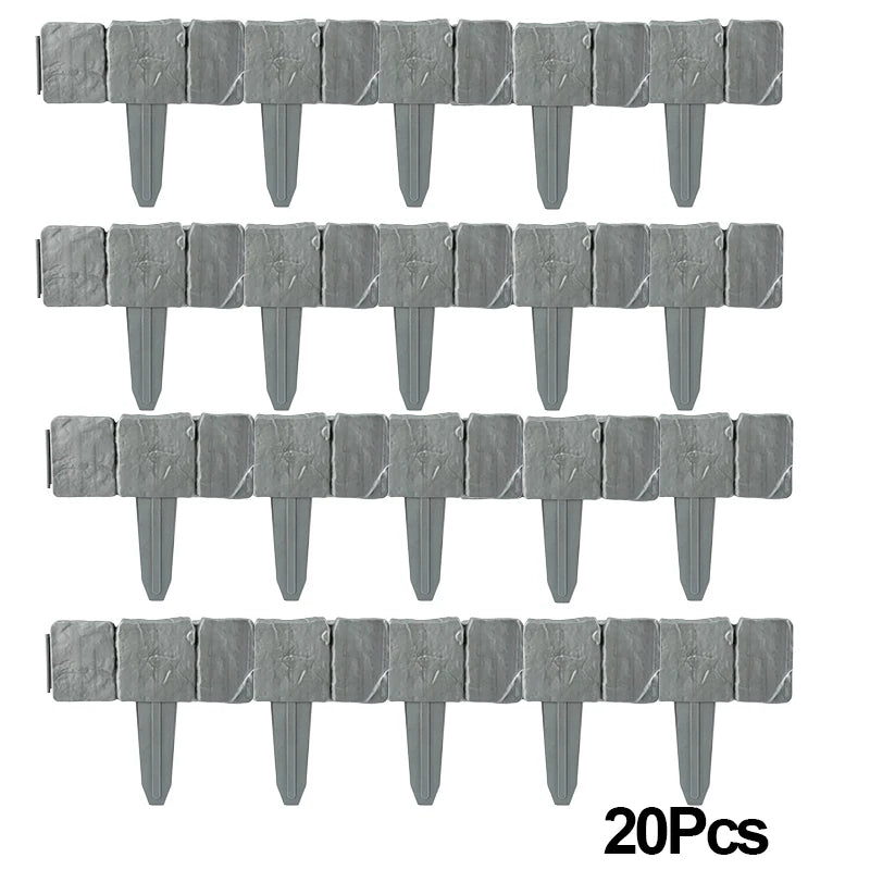 No-Dig Garden Landscape Edging Borders | Imitation Stone Lawn Fence Garden Landscape Edging Peaceful Pleasures Health and Wellness 20Pcs