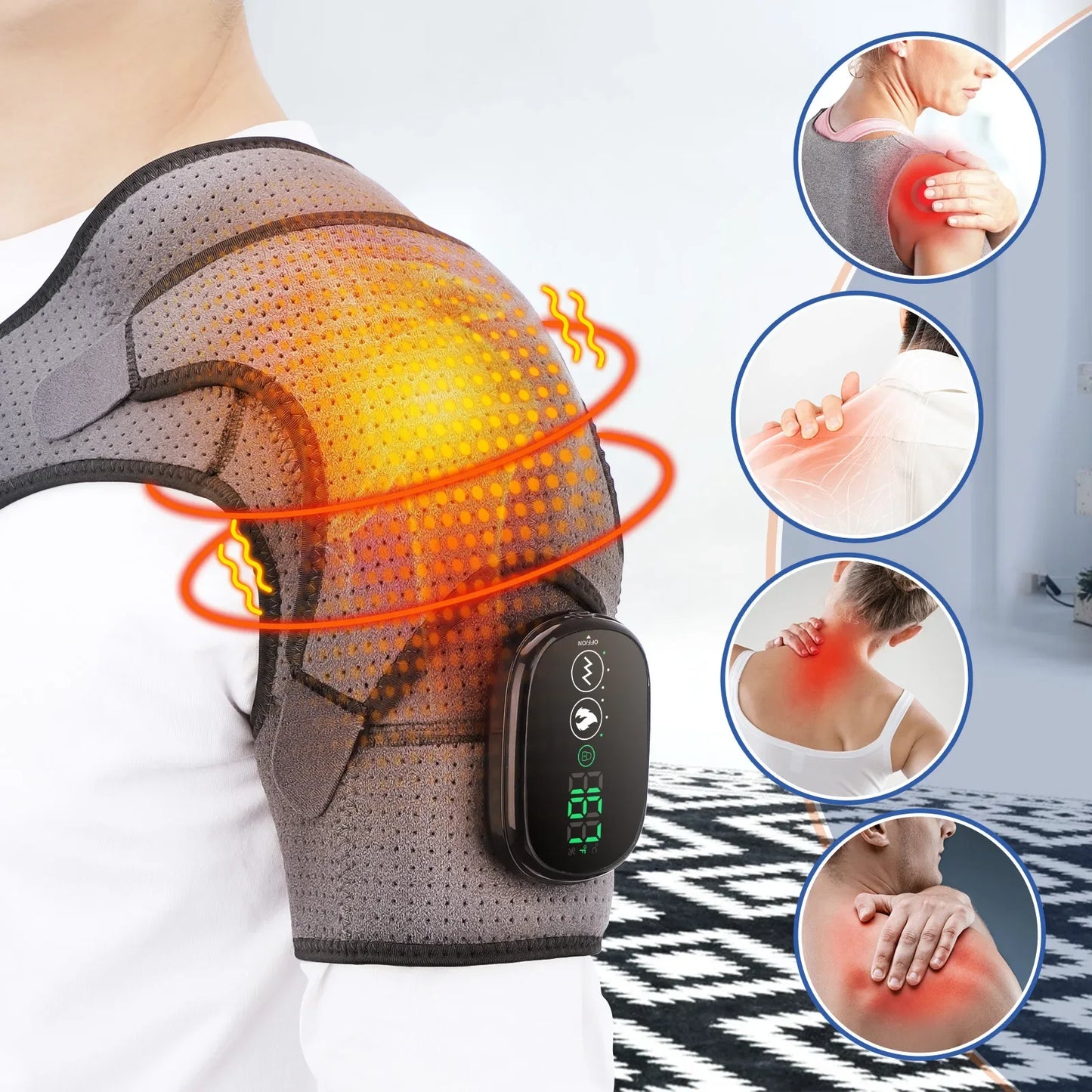 Electric Heated Shoulder Wrap | Massage & Heating Brace Belt