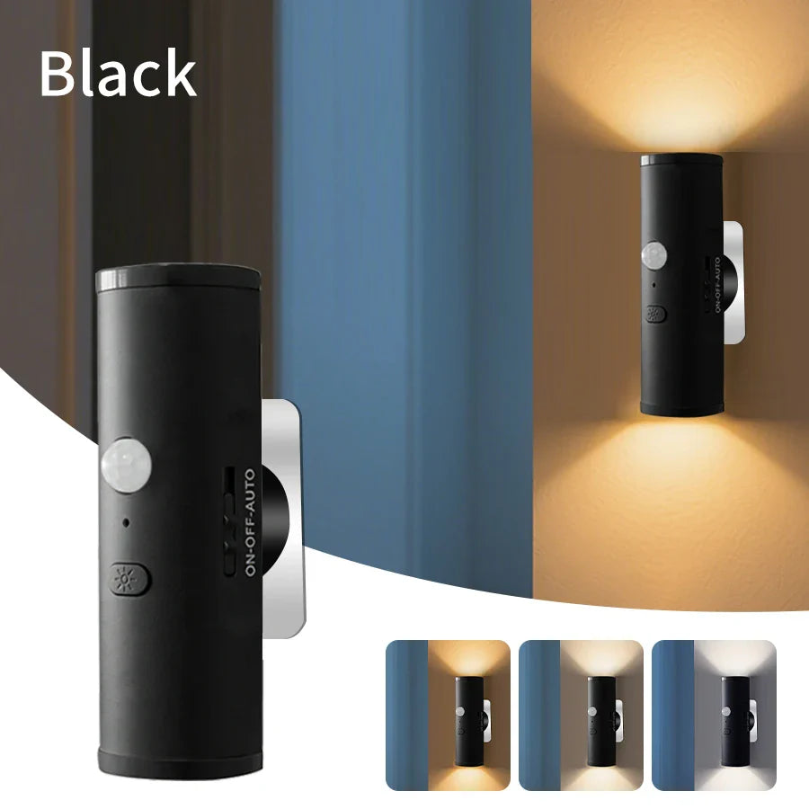 Motion Sensor LED Wall Light – Rechargeable 3-Color Spotlight
