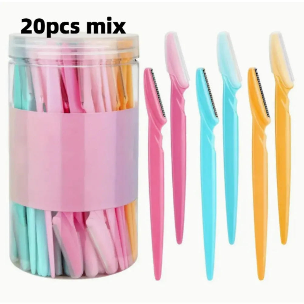 3/5/12/20pcs Eyebrow Razors With Container Facial Eye Brow Trimmer In Case Hair Removal Shaver Safe Blades Trimming Tools Peaceful Pleasures Health and Wellness 20pcs Bottle