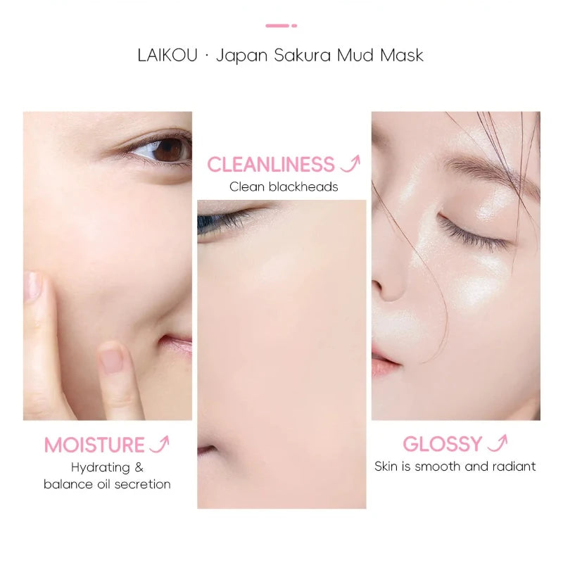 LAIKOU Sakura Mud Mask 25g Deep Cleansing Blackheads Brightening Oil Control Face Mask Peaceful Pleasures Health and Wellness