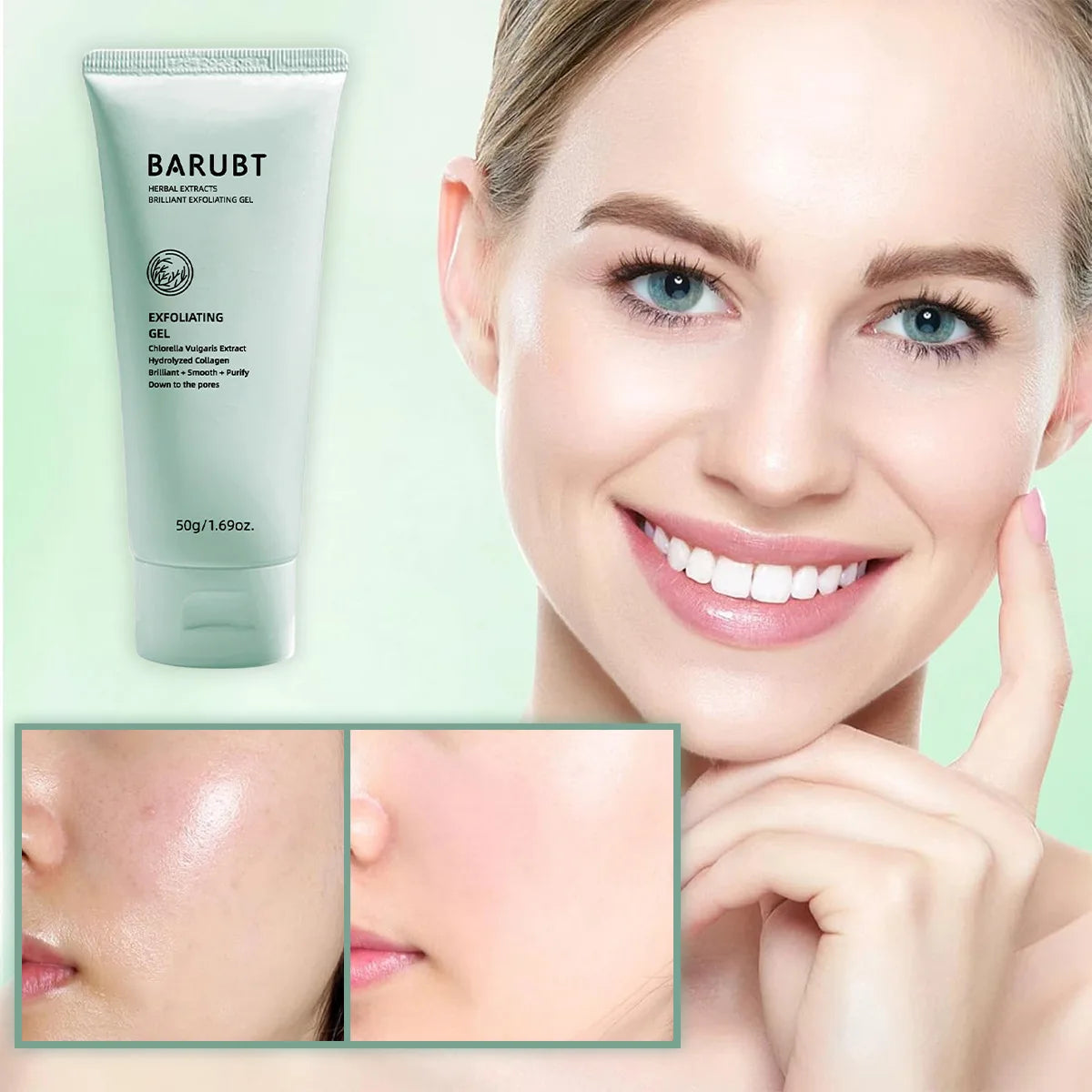 Herbal Exfoliating Gel Face Deep Cleaning Gel Gentle Skin Care Oil Control Brightening Moisturizer Repair Facial Scrub Skin Care Peaceful Pleasures Health and Wellness