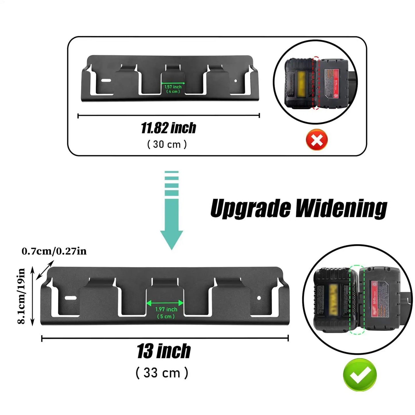4-Slot Wall Mount 18V Battery Organizer | Heavy-Duty Steel