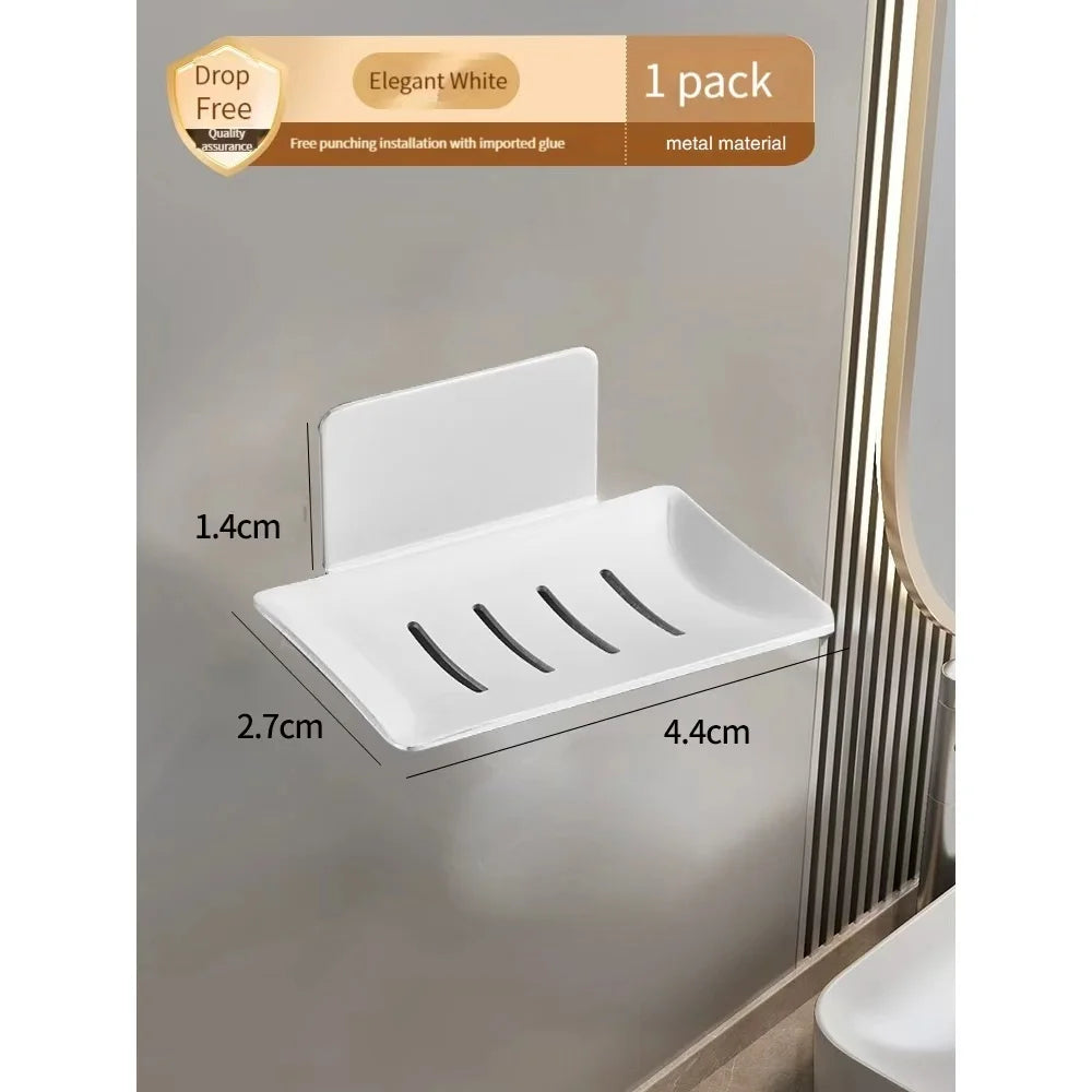 No-Drill Wall-Mounted Metal Soap Dish | Gun Grey Draining Rack