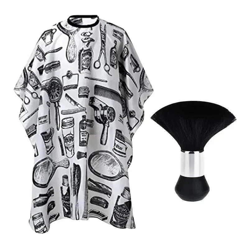 Hairdressing Coth Pattern Cutting Hair Waterproof Cloth Salon Barber Cape Professional Hair Stylist Retro Aprons Haircut Cape Peaceful Pleasures Health and Wellness WB-09--BR01-Silver