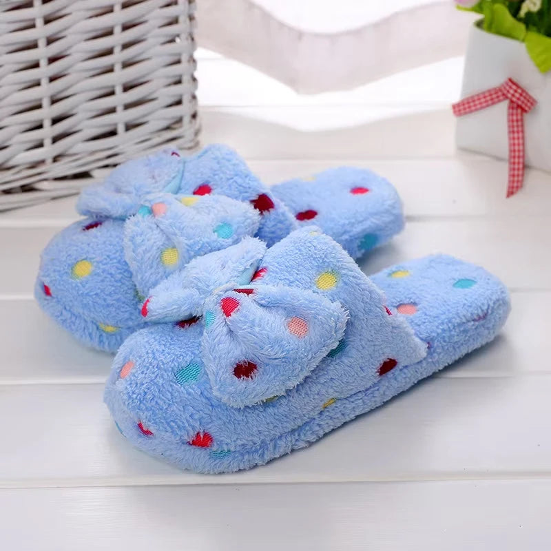 Women's Plush Bow Winter Slippers | Warm Non-Slip Indoor