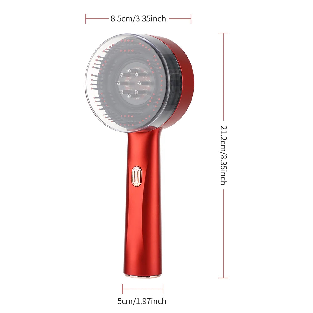 Scalp Massage Comb 630nm LED Red Light Electric Vibration Head Massager Scalp Oil Applicator Nourish Hair Care Brush Relaxation Peaceful Pleasures Health and Wellness Red
