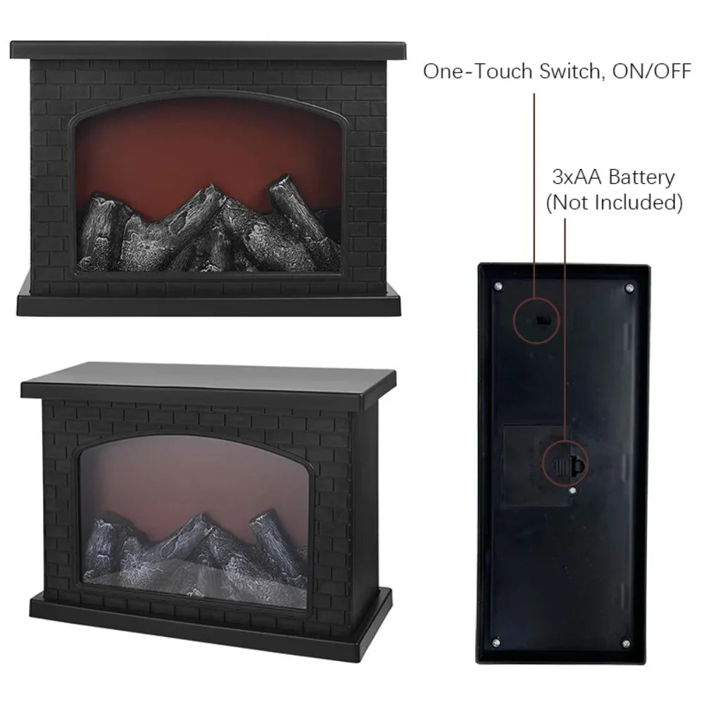 Christmas Fireplace LED Flame Table Lamp | Holiday Home Decor