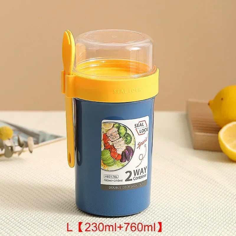 Portable Salad Cup with Lid & Fork – Leakproof Meal Prep