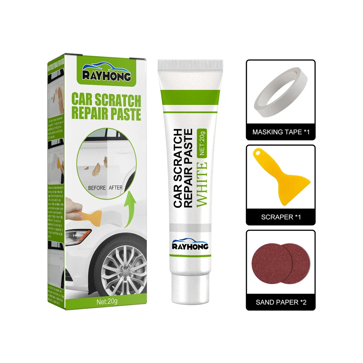 RayHong Fiberglass Repair Paste | Long Strand Fiber Quick Dry 20g