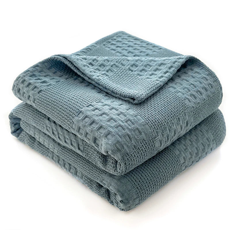 Battilo 100% Cotton Waffle Throw Blanket – Soft & Breathable