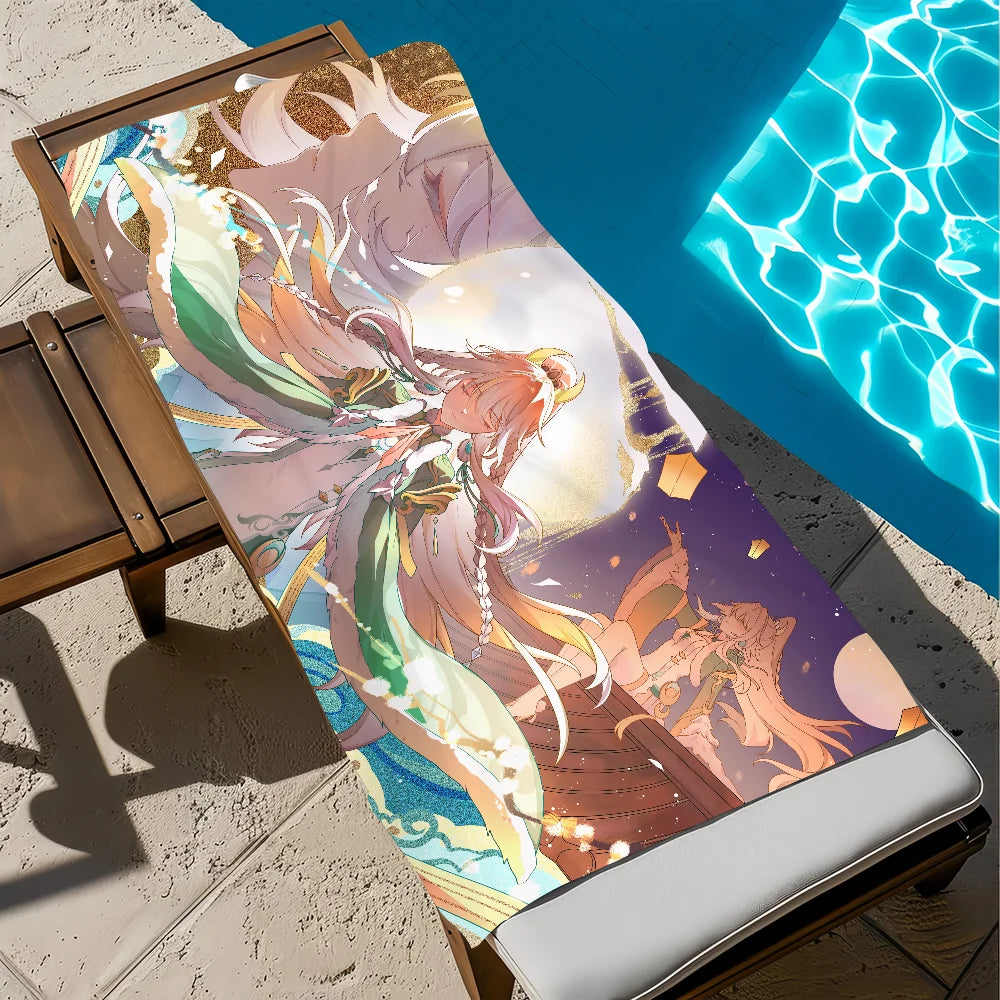 Genshin Impact Zibai Quick-Dry Beach Towel | Multi-Size Quick-Dry Beach Towel Peaceful Pleasures Health and Wellness