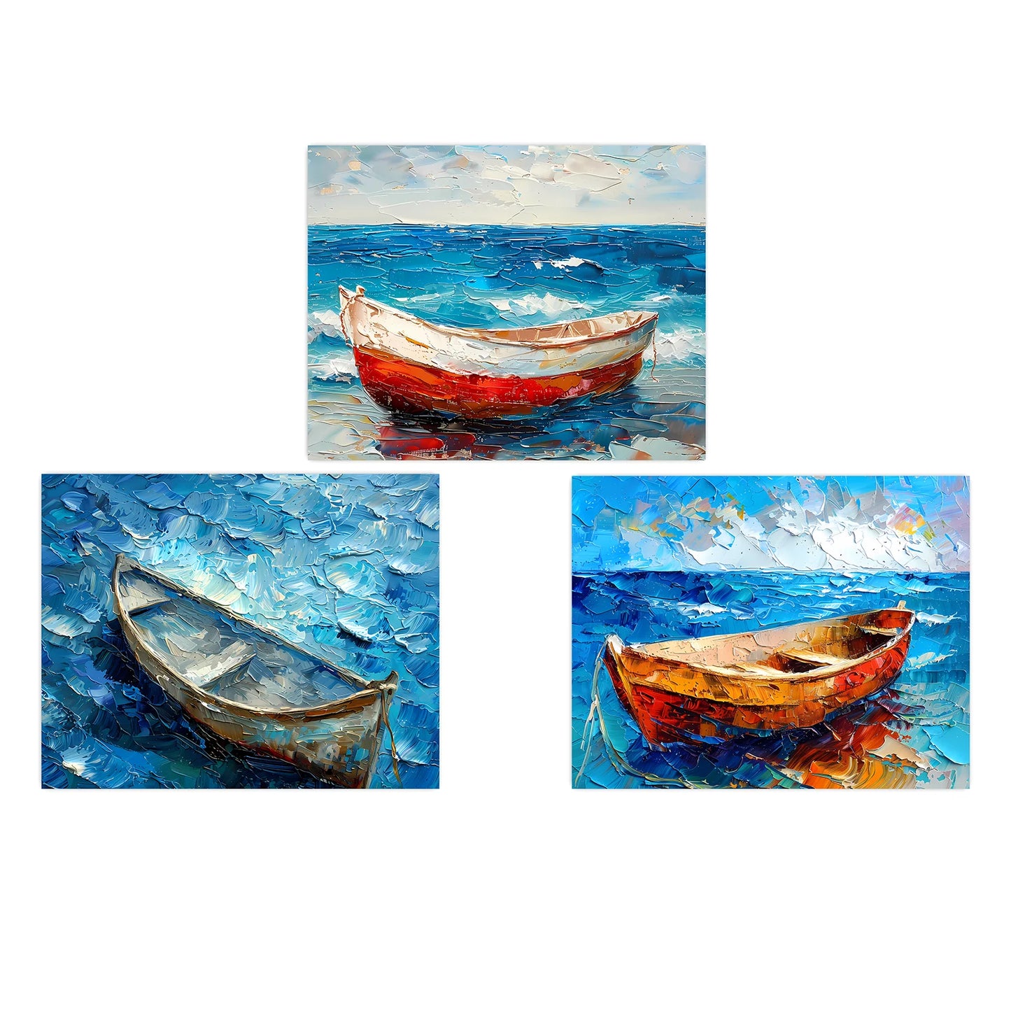 Coastal Impressionist Ocean Canvas Wall Art | Nordic Print Canvas Wall Art Peaceful Pleasures Health and Wellness 01 40x50cm No Frame China Mainland