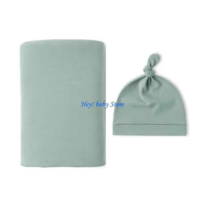 Bamboo Newborn Swaddle Blanket & Turban Hat Set | 25 Colors