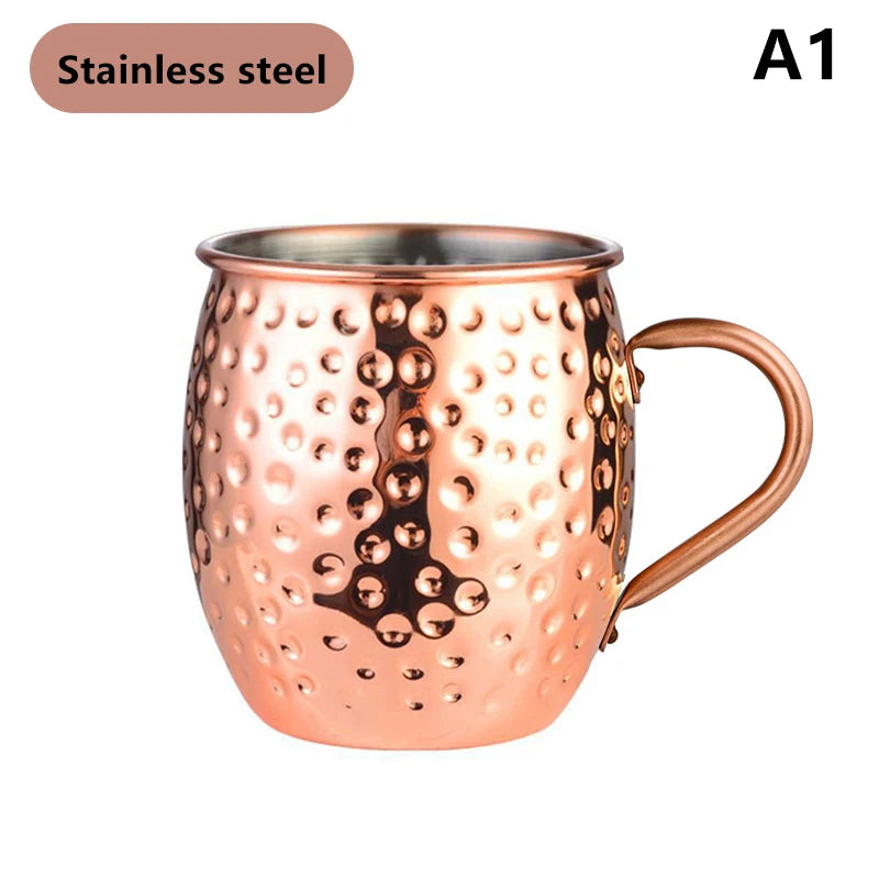 530ml 100% Copper Moscow Mule Mug Cocktail Wine Cup Hammered Coppery Beer Mugs Coffee Mug Milk Cup Bar Cup Drinkware Durable Peaceful Pleasures Health and Wellness A1