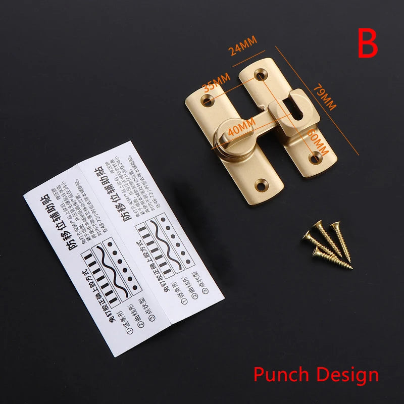 New Punch-free Hasp Latch Door Lock Black Cabinet Locks Kids Safety Lock Sliding Door Anti-pried Hook Lock Hardware Peaceful Pleasures Health and Wellness B Gold