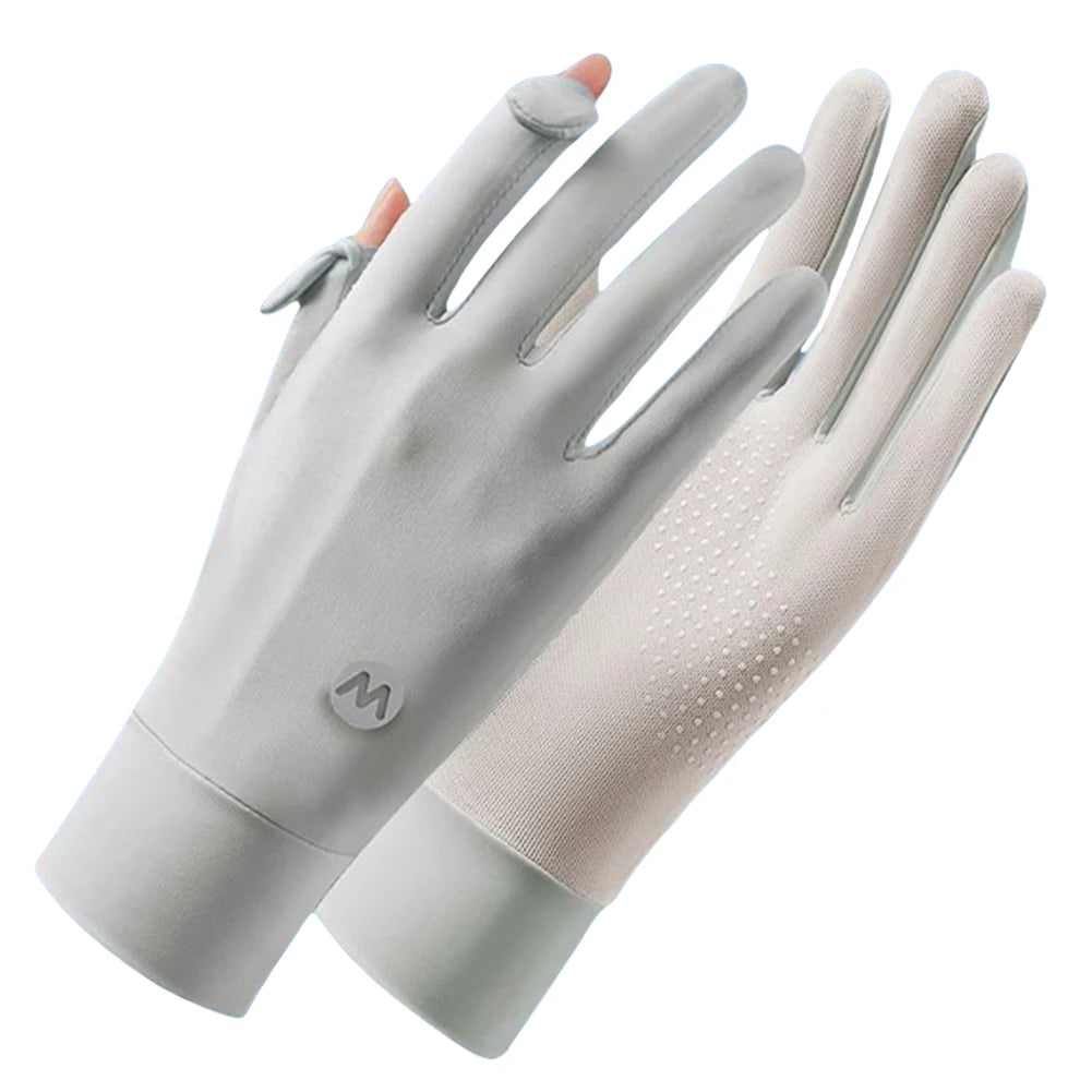 Women UV Sun Protection Gloves Full Finger Touchscreen Ultra Thin Sun Gloves Breathable Ice Silk Cycling Gloves for Summer Peaceful Pleasures Health and Wellness Grey United States