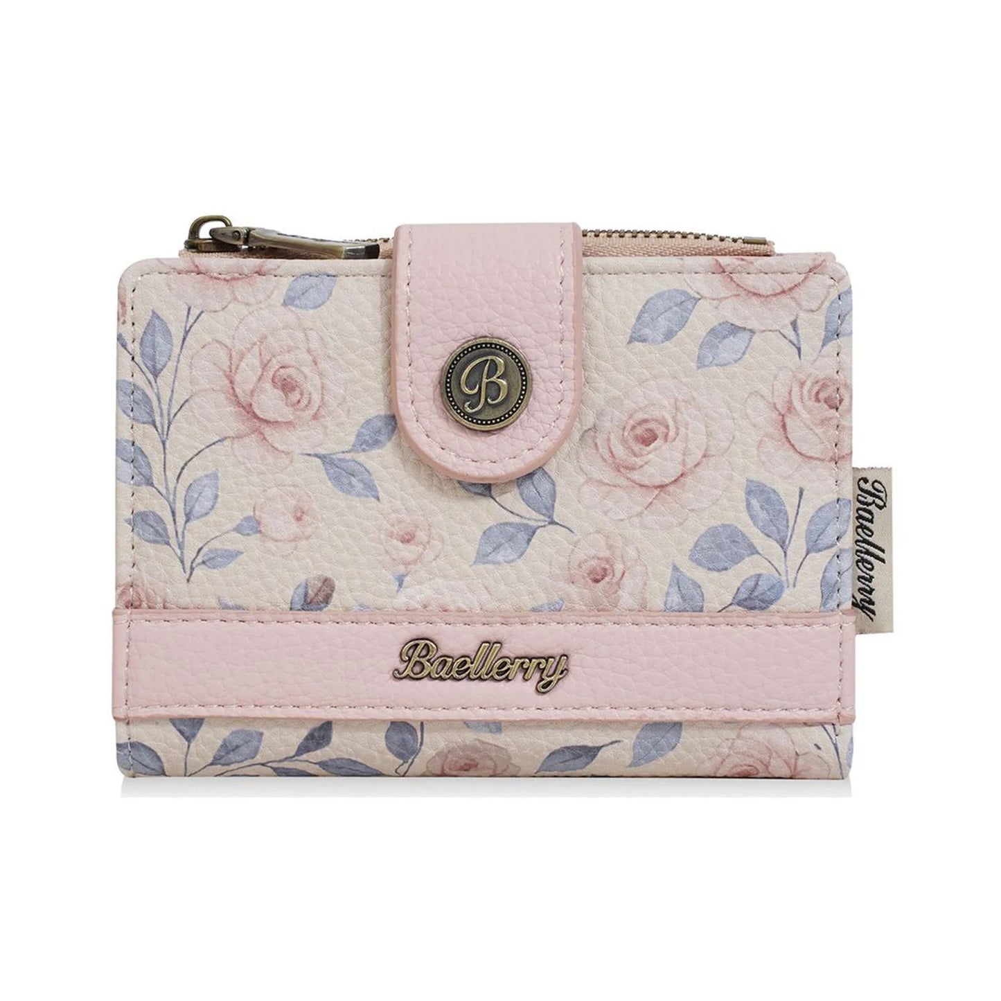 Women's Short Wallet with Multiple Card Slots Korean Style PU Leather Handheld Purse for Daily Use Peaceful Pleasures Health and Wellness Light pink