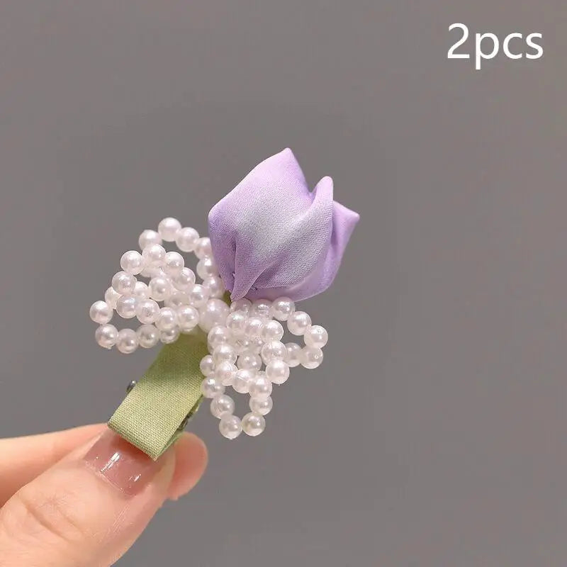 Tulip Pearl Hair Clips for Women & Girls – Set of 2