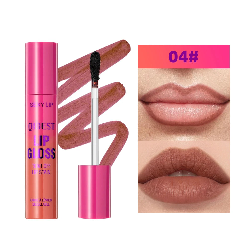 QIBEST Peel Off Red Lip gloss Lip Outline Contour Tattoo Lip Stain Lasting Transfer Resistant Tear Off Peel Off Lipstick Makeup Peaceful Pleasures Health and Wellness 04