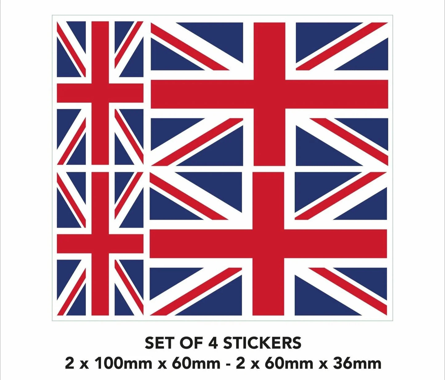 4Pack UK Union Jack British Flag Stickers for Car Truck Peaceful Pleasures Health and Wellness