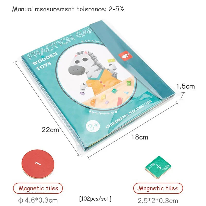 Magnetic Fraction Puzzle Book – Montessori Math Toy for Kids