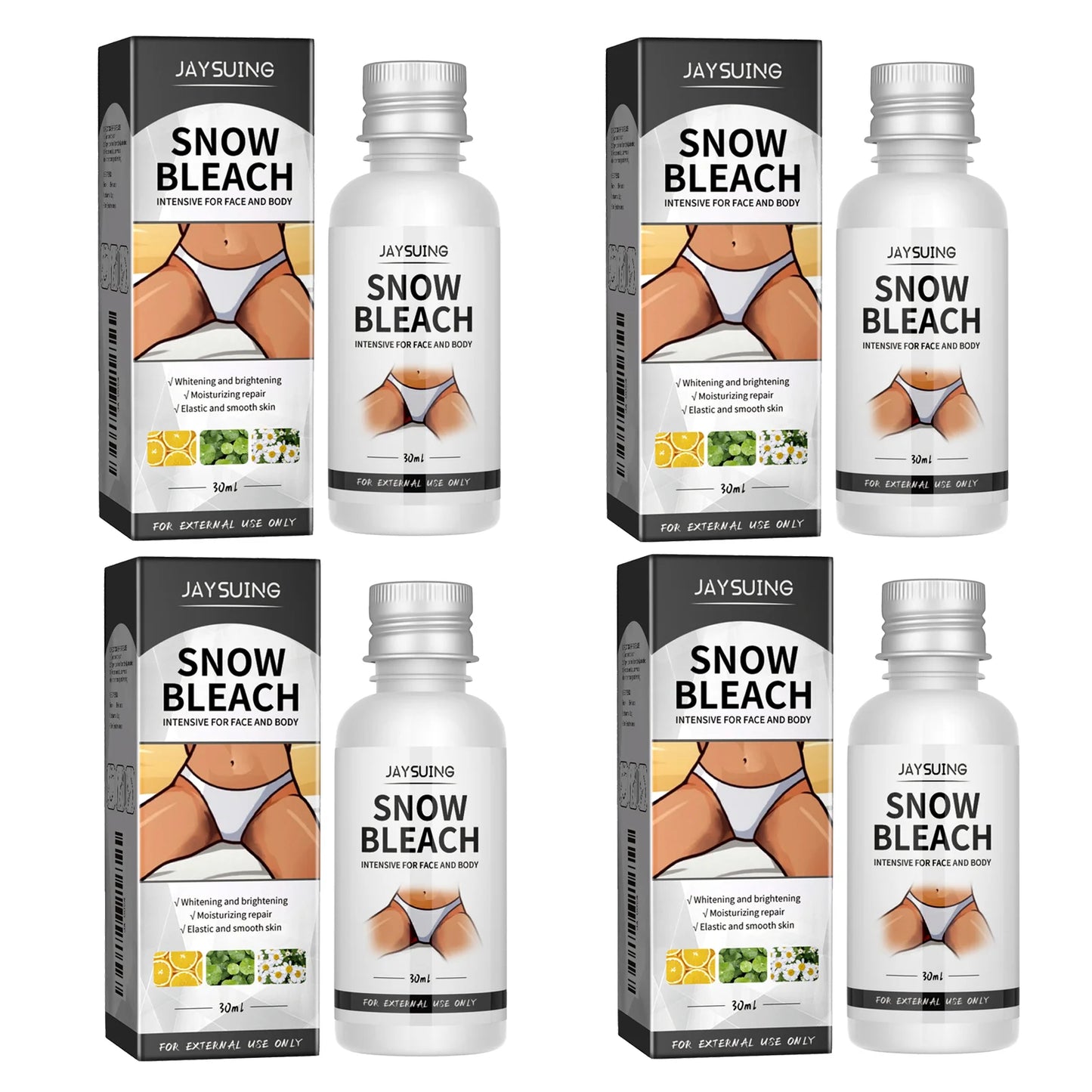 Korea Body Snow Bleach Cream Removal Dark Spot Melanin Brighten Nicotinamide Underarm Bleaching Armpit Elbow Knees Joint Skin Peaceful Pleasures Health and Wellness 4pcs 30ml