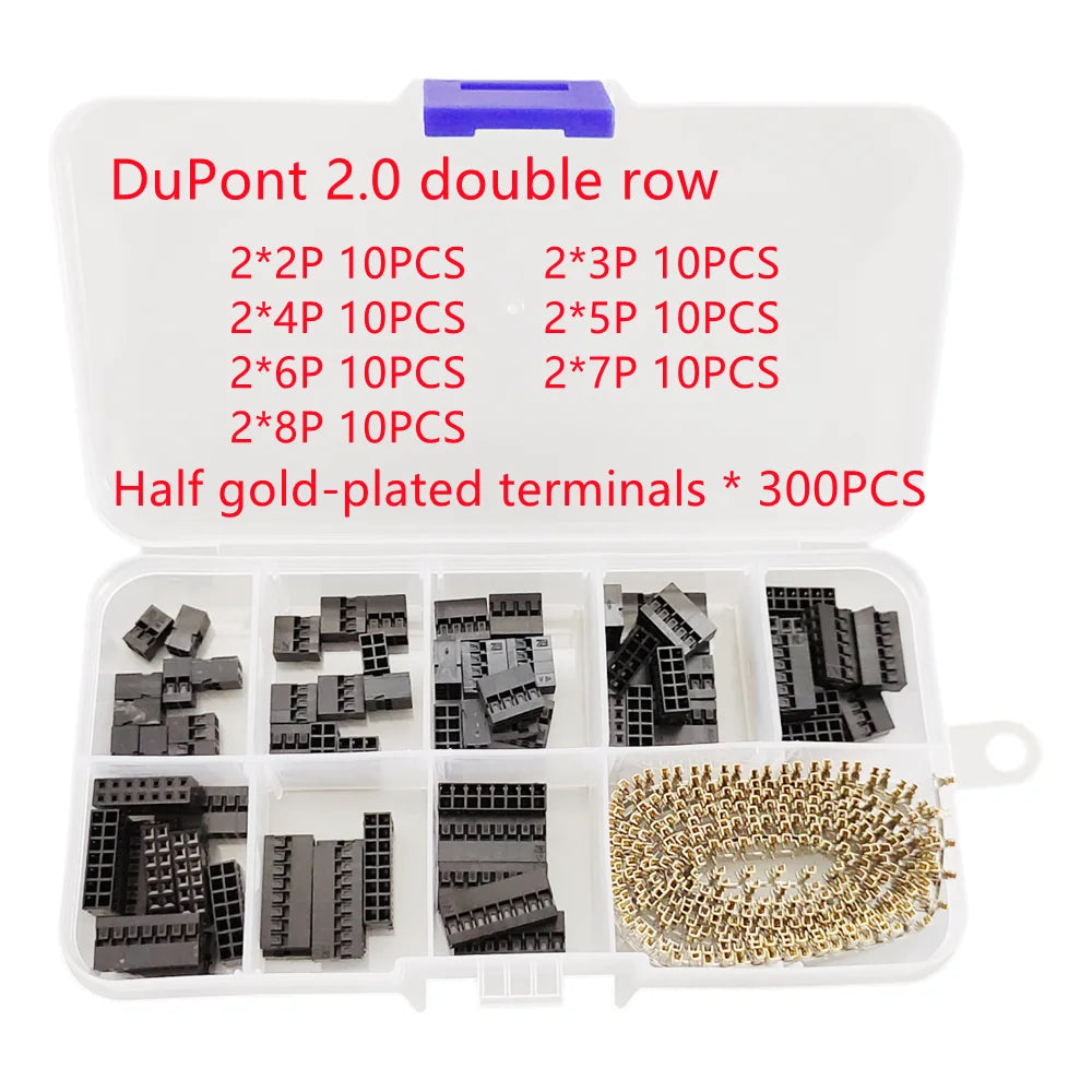 380/410PCS Dupont 2.0 Housing Plastic Shell 2.0mm Pitch Single Double Row Dupont Connector Terminal set Peaceful Pleasures Health and Wellness Double row
