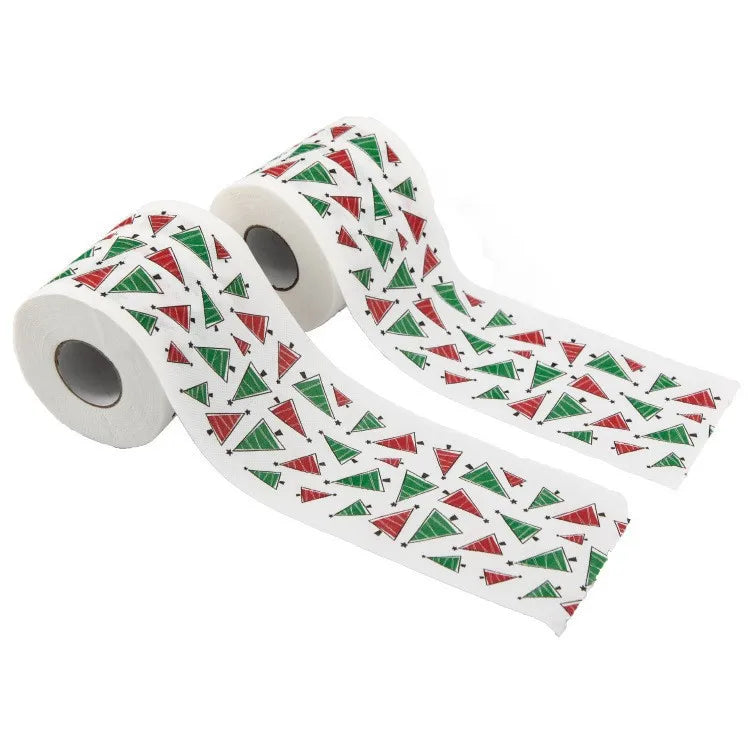 1 roll Christmas Printed Toilet Paper Festival Theme Home Decorations Roll Paper for Home & Festive Atmosphere Decor Supplies Peaceful Pleasures Health and Wellness tree-1 roll