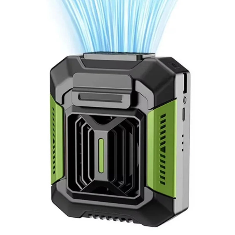 Portable USB charging waist clip fan with 3-speed settings, providing strong outdoor airflow, wearable air-cooling fan Peaceful Pleasures Health and Wellness green