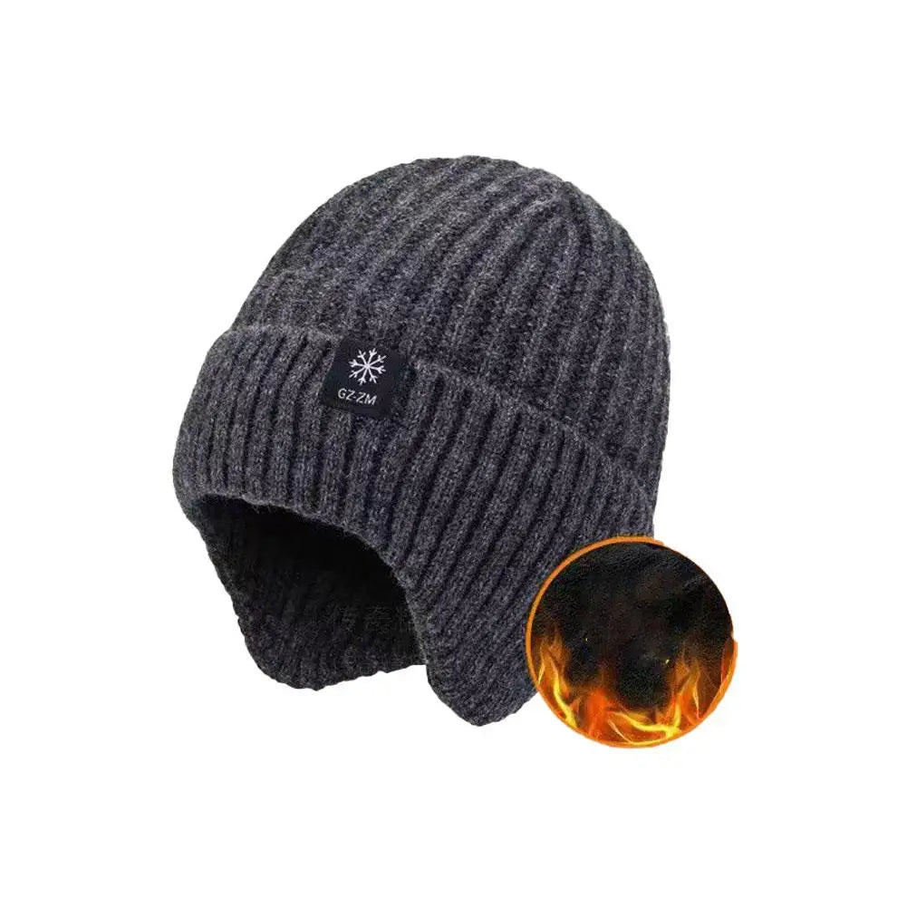 Winter Knit Beanie Hat with Ear Cover – Unisex Adult Knit Winter Beanie Peaceful Pleasures Health and Wellness Gray 1pc One size