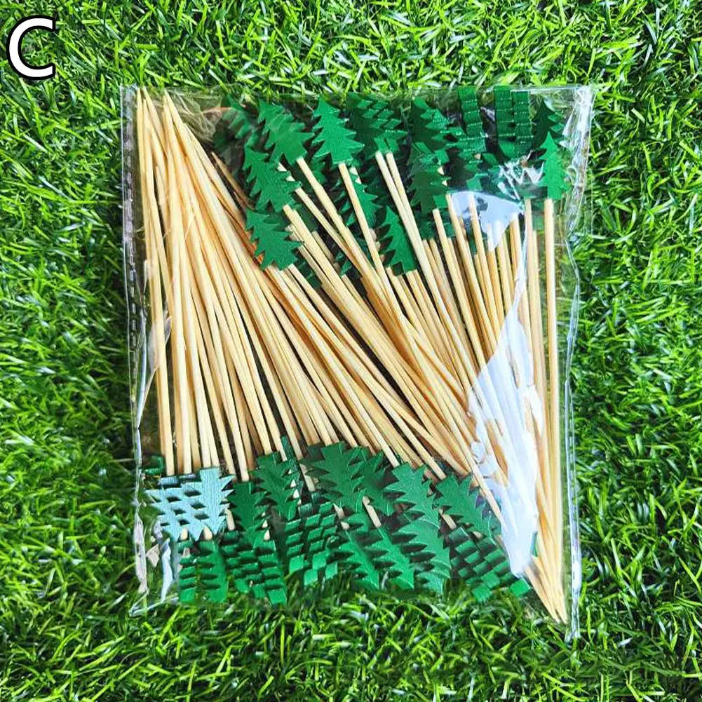 Christmas Bamboo Cocktail Picks 50/100pcs | Festive Food Sticks Holiday Food Picks Peaceful Pleasures Health and Wellness 03 50pcs