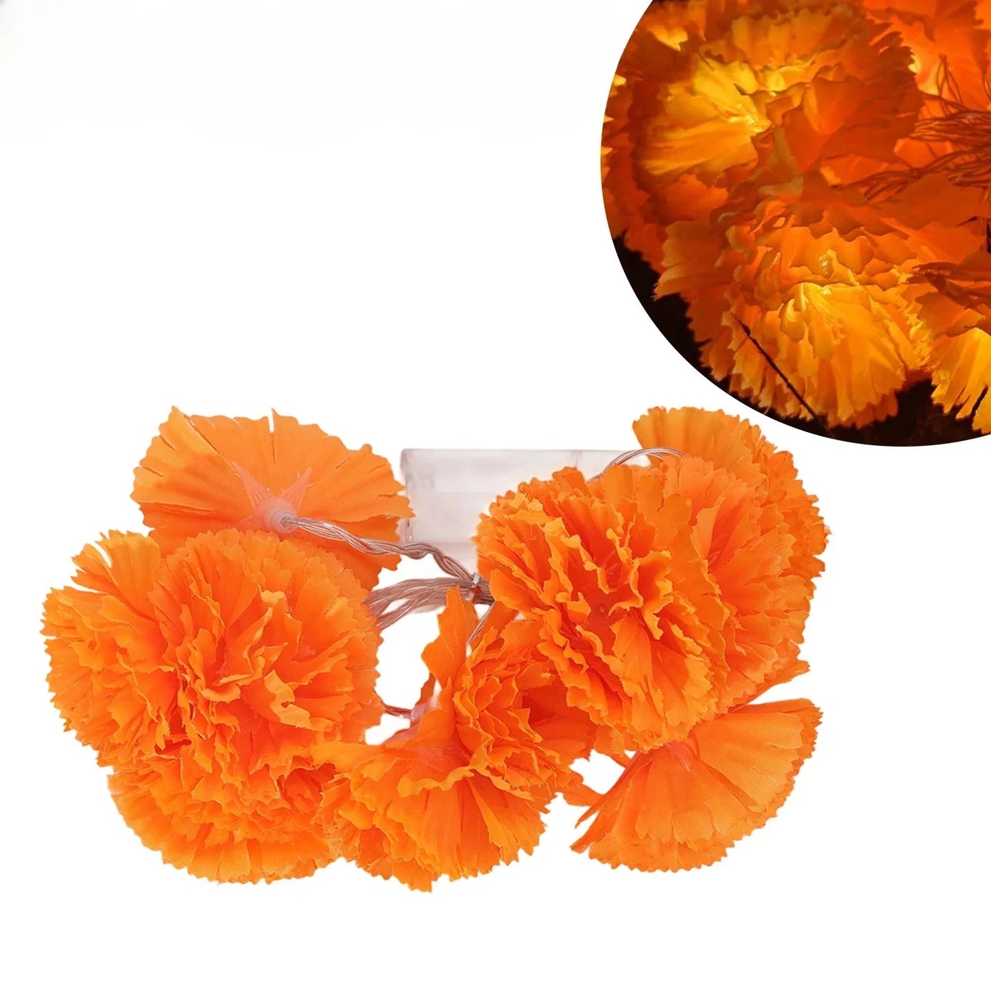 Marigold LED Flower String Lights | Artificial Chrysanthemum Decor