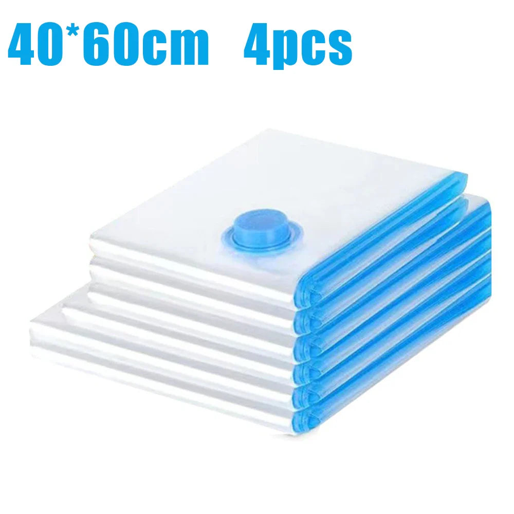 4-Pack Travel Compression Bags – No Vacuum or Pump Needed