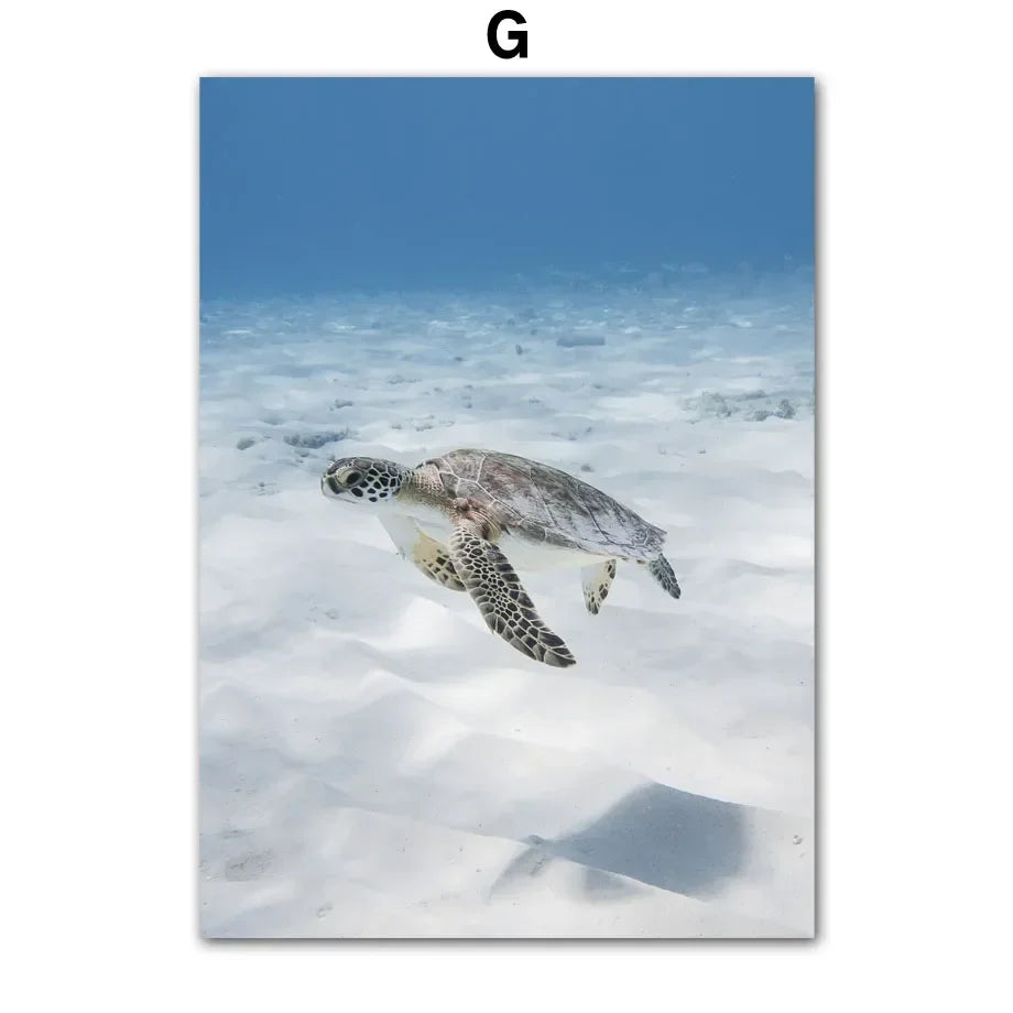 Beach Canvas Wall Art – Waves, Sea Turtles & Coconut Trees Canvas Wall Art Peaceful Pleasures Health and Wellness G 40X50 cm No Framed