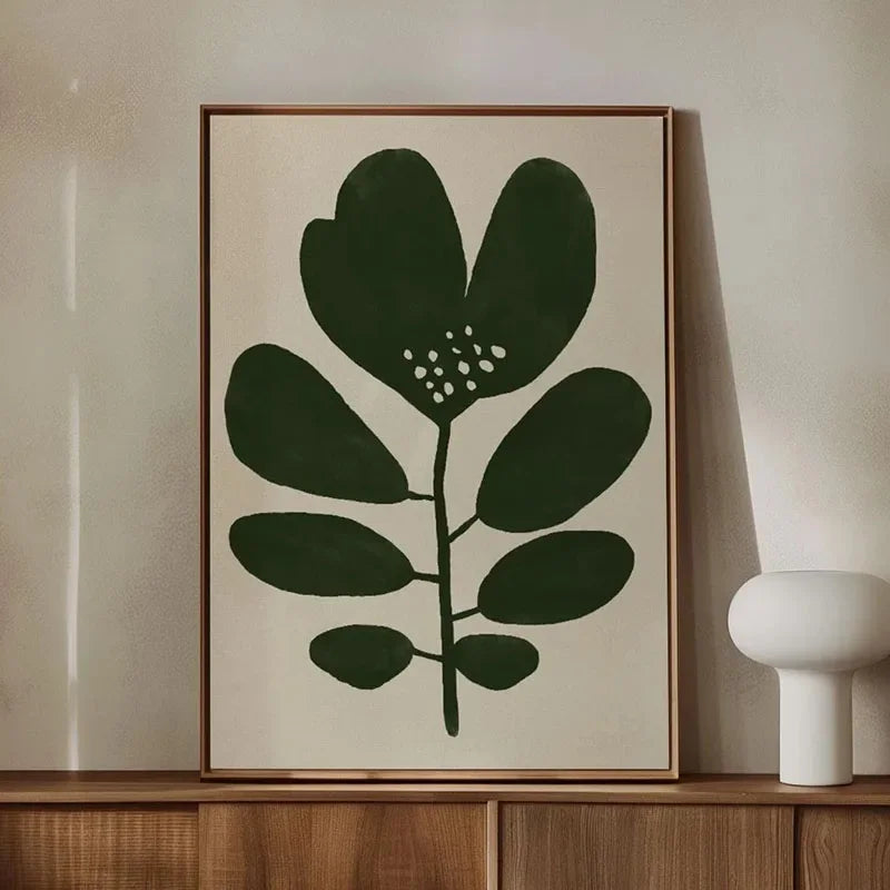 Green Botanical Leaves Canvas Wall Art | Houseplant Nature Print