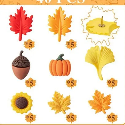 Bview Art Autumn Maple Leaf Forest Animal Resin Push Pins Creative