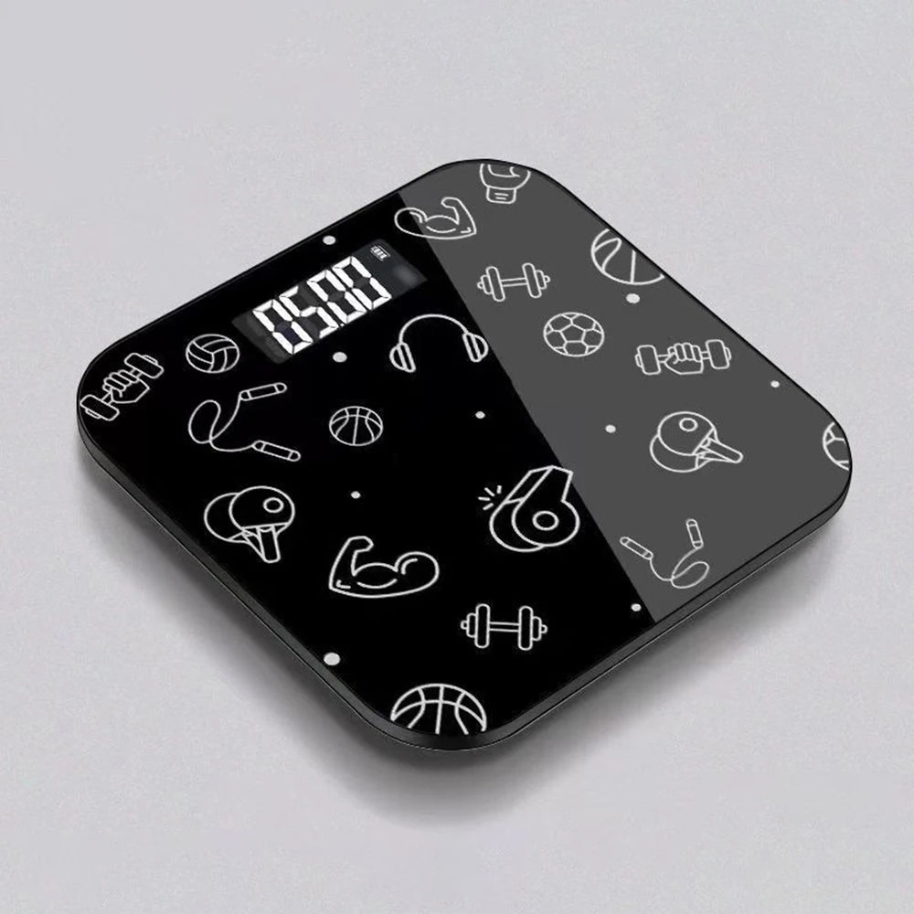 Digital Bathroom Scale 7 Styles Intelligent LCD Display High-Strength Weighing Scales with Temperature Feature Weight management Peaceful Pleasures Health and Wellness Pattern printing