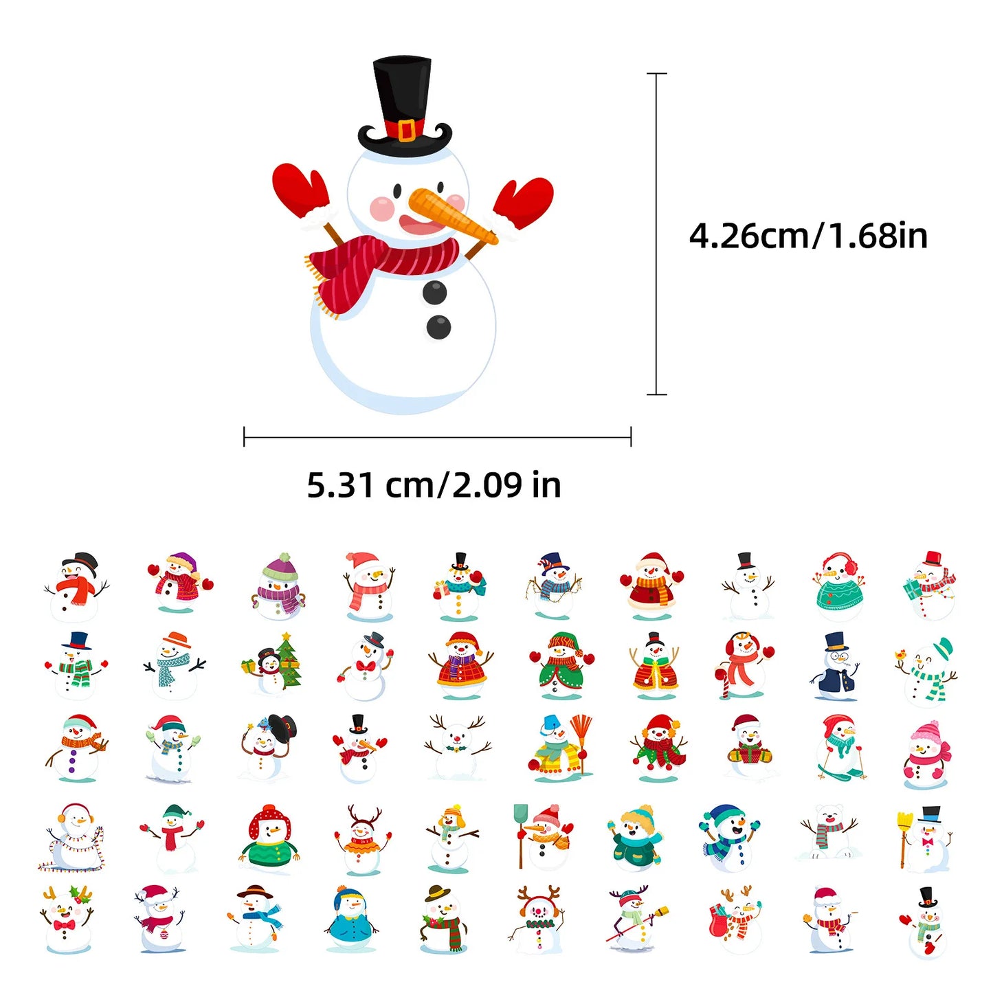 Snowman Stickers Merry Christmas Winter Theme Waterproof Vinyl Decals