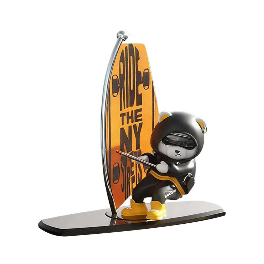 Creative Car Ornaments, Surfing Bears, Swinging And Rotating Cartoon Car Ornaments, Interior Decorative Items For Cars Peaceful Pleasures Health and Wellness B