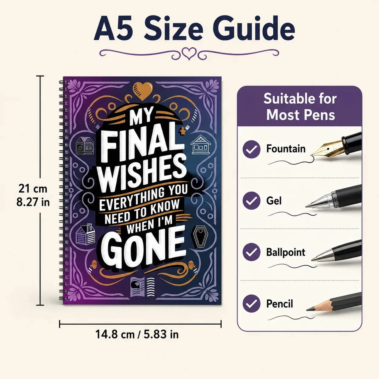 My Final Wishes Journal A5 Spiral End-of-life Planner Family
